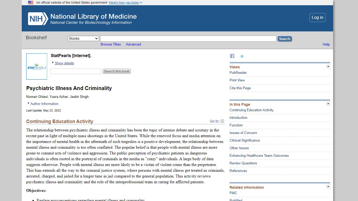 Psychiatric Illness And Criminality - StatPearls - NCBI Bookshelf